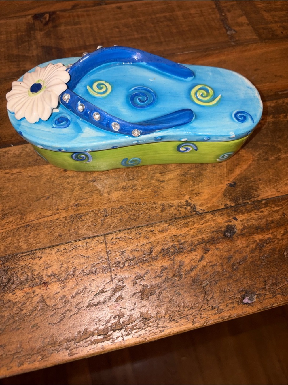Blue and Green Flip-Flop Decorative Trinket Box
